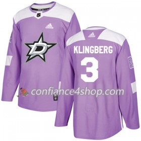 Adidas Maillot de Hockey Dallas Stars John Klingberg 3 2017-2018 Violet Fights Cancer Practice Authentic - Homme